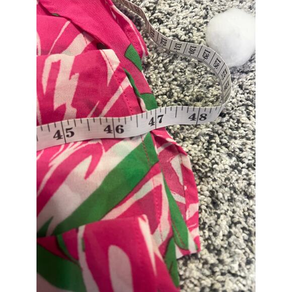 OneTheLand‎ Maxi Dress Pink Tropical Leaf Print Boho Resort Size Small VGUC - Picture 9 of 12